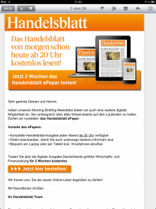 Handelsblatt E-Mail vom 5.2.2013